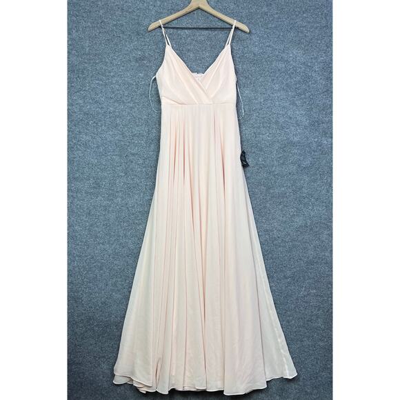 NEW Lulus Size M All About Love Blush Pink Maxi Dress V Neck - Picture 1 of 8